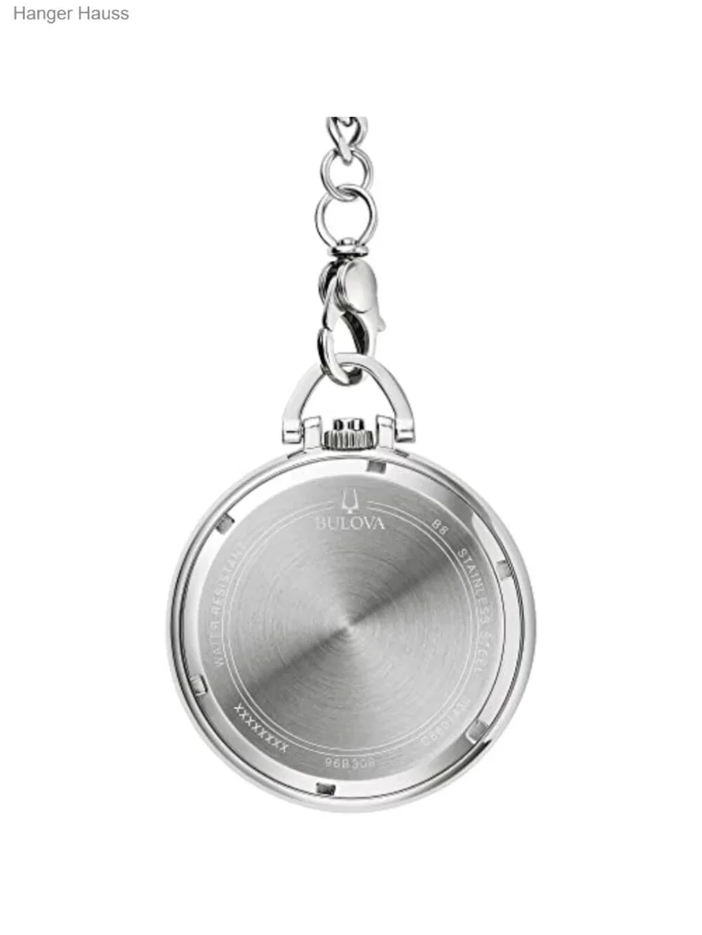 Classic Pocket Watch Quartz Stainless Steel Black Dial Detachable Chain